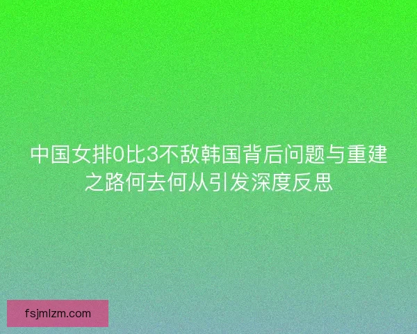 中国女排0比3不敌韩国背后问题与重建之路何去何从引发深度反思