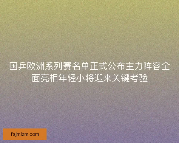 国乒欧洲系列赛名单正式公布主力阵容全面亮相年轻小将迎来关键考验