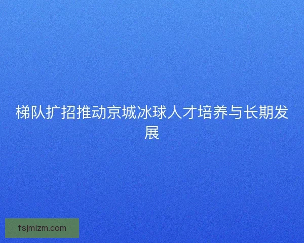 梯队扩招推动京城冰球人才培养与长期发展