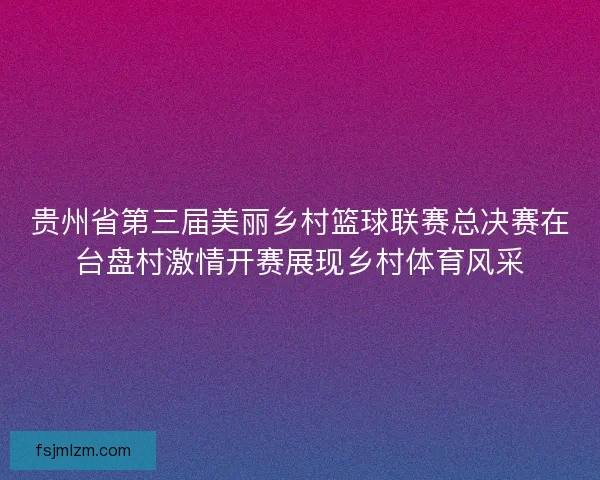贵州省第三届美丽乡村篮球联赛总决赛在台盘村激情开赛展现乡村体育风采